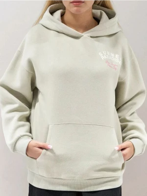 Sinsay - Bluza hoodie z nadrukiem - zielony