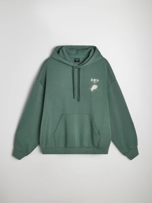 Sinsay - Bluza hoodie z nadrukiem - zielony