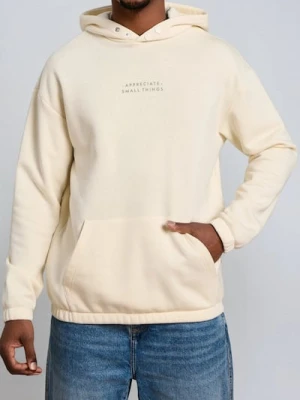 Sinsay - Bluza hoodie z napisem - beżowy