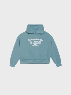 Sinsay - Bluza hoodie z napisem - ciemny turkus