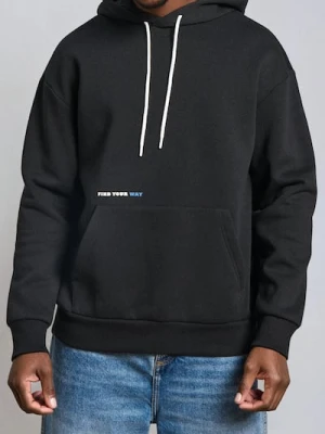 Sinsay - Bluza hoodie z napisem - czarny