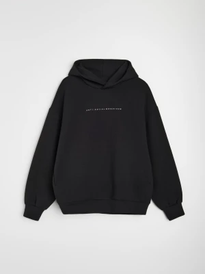 Sinsay - Bluza hoodie z napisem - czarny