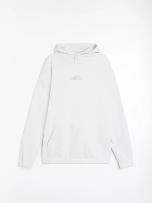 Sinsay - Bluza hoodie z napisem Stay Positive - kremowy