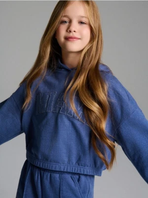 Sinsay - Bluza hoodie z napisem - mid blue