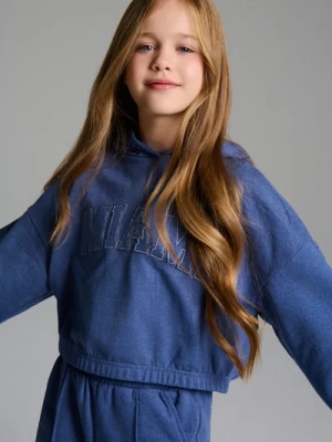 Sinsay - Bluza hoodie z napisem - mid blue