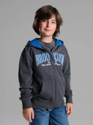 Sinsay - Bluza hoodie z napisem - niebieski