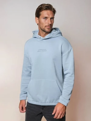 Sinsay - Bluza hoodie z napisem - niebieski