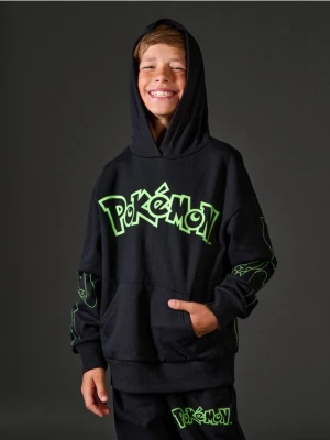 Sinsay - Bluza hoodie z napisem Pokemon - czarny