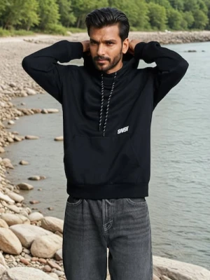 Zdjęcie produktu Sinsay - Bluza hoodie z wysokim kołnierzem - czarny