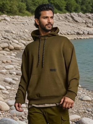 Sinsay - Bluza hoodie z wysokim kołnierzem - khaki