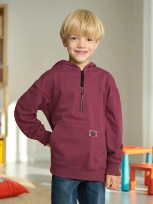 Sinsay - Bluza hoodie z zapięciem na zamek - bordowy