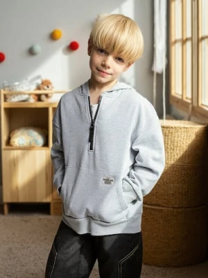 Sinsay - Bluza hoodie z zapięciem na zamek - szary