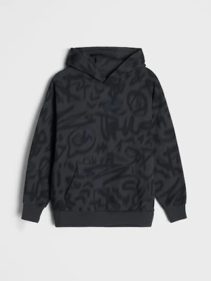Sinsay - Bluza hoodie ze wzorem graffiti - szary