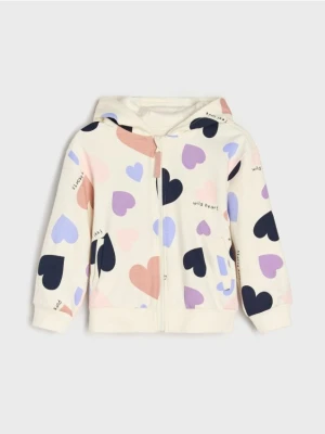 Sinsay - Bluza hoodie ze wzorkiem - biały