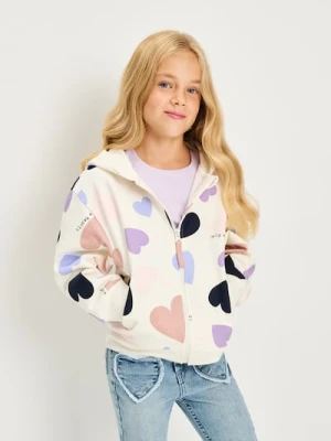 Sinsay - Bluza hoodie ze wzorkiem - biały