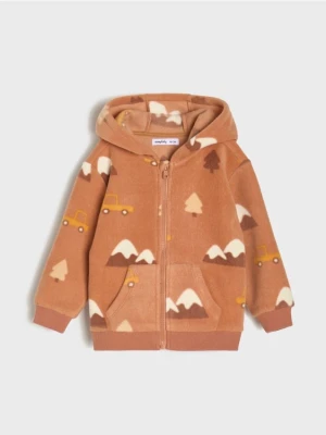 Sinsay - Bluza hoodie ze wzorkiem - brązowy