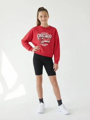 Sinsay - Bluza oversize NBA z nadrukiem Chicago Bulls - czerwony