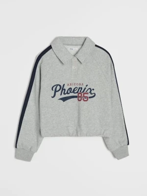 Sinsay - Bluza polo z napisem Phoenix - szary