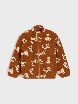 Sinsay - Bluza polo ze stójką - brązowy