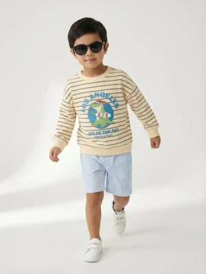 Sinsay - Bluza regular fit z obniżoną linią ramion - kremowy