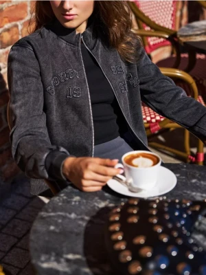 Sinsay - Bluza rozpinana z efektem sprania - szary