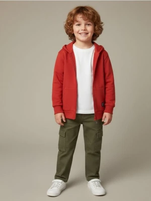 Sinsay - Bluza rozpinana z kapturem - czerwony