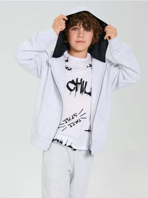 Sinsay - Bluza rozpinana z kapturem - szary