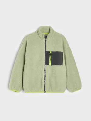 Sinsay - Bluza sherpa loose fit - zielony