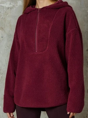 Sinsay - Bluza sherpa z kapturem - bordowy
