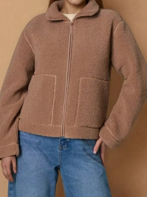 Zdjęcie produktu Sinsay - Bluza sherpa ze stójką - brązowy