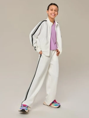 Sinsay - Bluza sportowa bomberka z domieszką wiskozy - kremowy