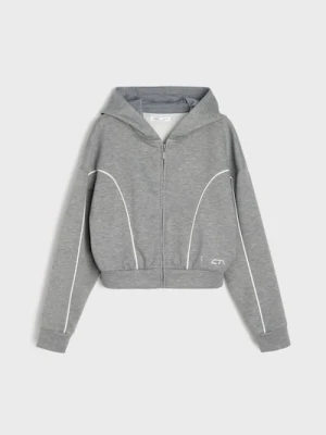 Sinsay - Bluza sportowa oversize z kontrastującymi lampasami Active - szary