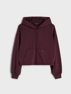 Sinsay - Bluza sportowa oversize z lejącej dzianiny Active - bordowy