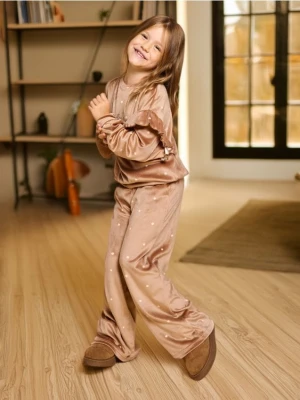 Sinsay - Bluza w groszki - brązowy