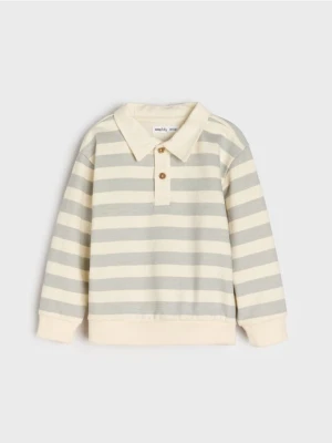 Sinsay - Bluza w paski z kołnierzykiem - kremowy