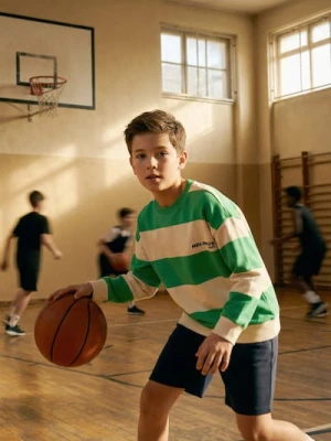 Sinsay - Bluza w paski z napisem - kremowy