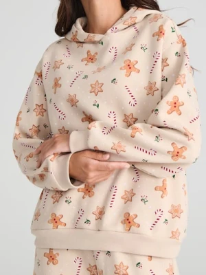 Sinsay - Bluza w świąteczny wzór - beżowy
