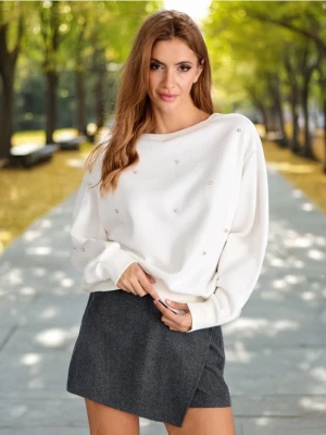 Sinsay - Bluza z cyrkoniami - kremowy