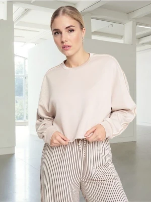 Sinsay - Bluza z dekoracyjnymi lampasami soft touch - beżowy