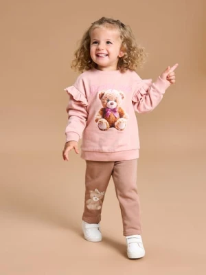 Sinsay - Bluza z falbanami przy rękawach z misiem - różowy