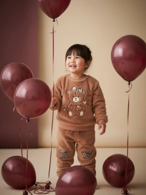 Sinsay - Bluza z futerkiem i naszywką w kształcie misia - brązowy