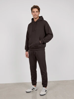 Sinsay - Bluza z kapturem comfort fit z domieszką bawełny - brązowy
