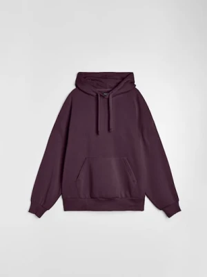 Sinsay - Bluza z kapturem comfort fit z domieszką bawełny - fioletowy