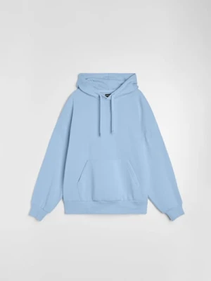 Sinsay - Bluza z kapturem comfort fit z domieszką bawełny - niebieski