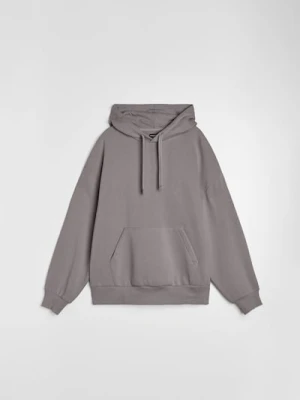 Sinsay - Bluza z kapturem comfort fit z domieszką bawełny - szary