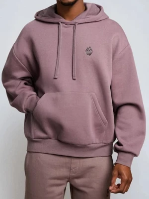 Sinsay - Bluza z kapturem Comfort Fit z haftem - fioletowy