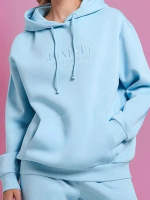 Sinsay - Bluza z kapturem i haftem - błękitny