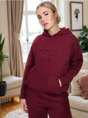 Sinsay - Bluza z kapturem i haftem - fioletowy