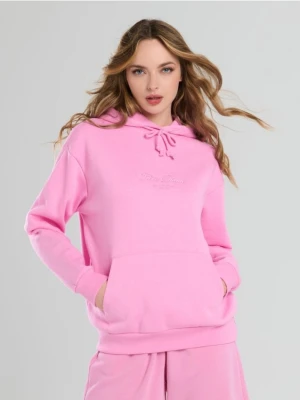 Sinsay - Bluza z kapturem i haftem - różowy