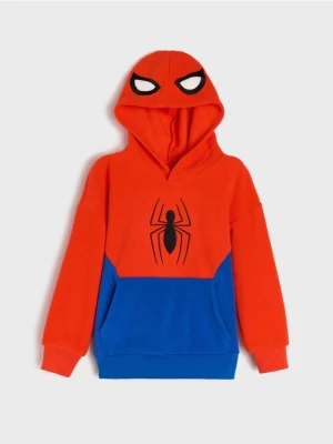 Sinsay - Bluza z kapturem i haftowanym printem Spider-Man - czerwony